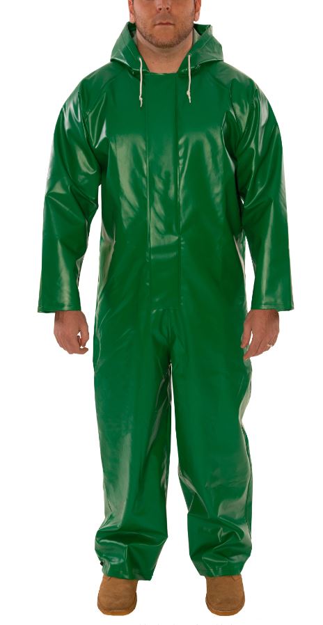 Safetyflex® Green Flame Resistant Specialty PVC on Polyester</br>Coverall - Rain Wear